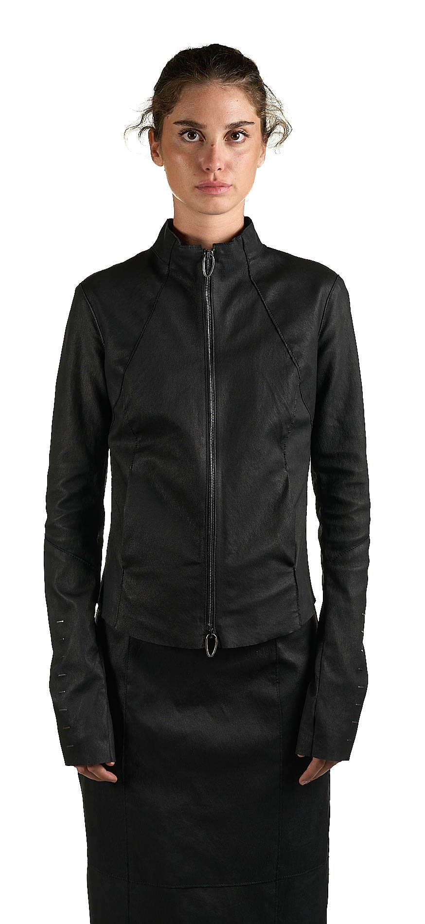 DANIELE BASTA LEATHER AND SILVER JACKET